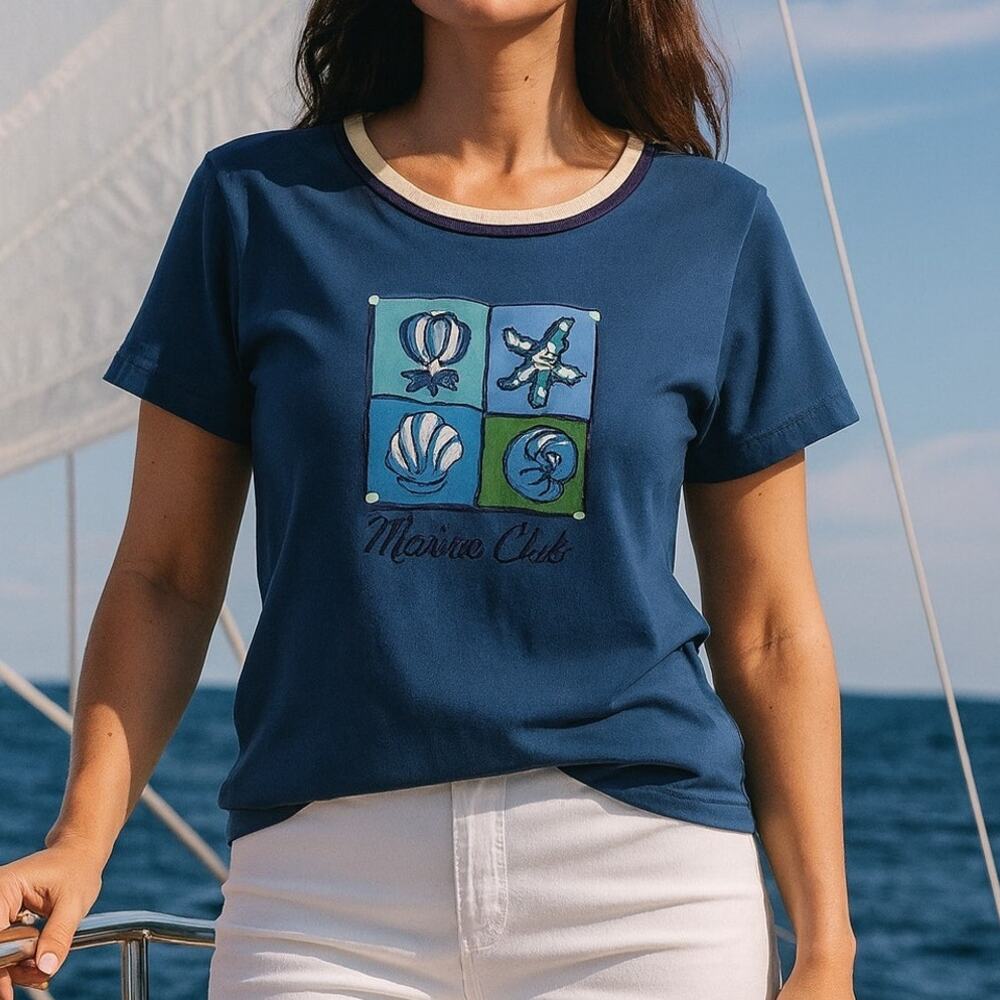 Catalina Royal Blue Womens T Shirt Marine Club SZ L
